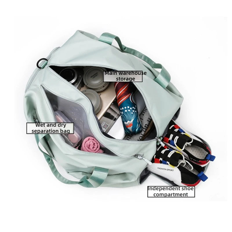 Women Gym Bag Sports Travel Dry Wet Bag Handbags Multifunction Swimming Tote Shoulder Weekend Fitness Duffle Yoga Shoes Daypack